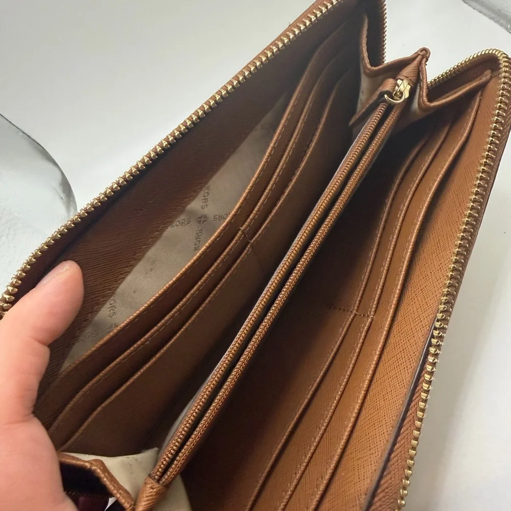 Michael Kors Tan Leather Zip Wallet